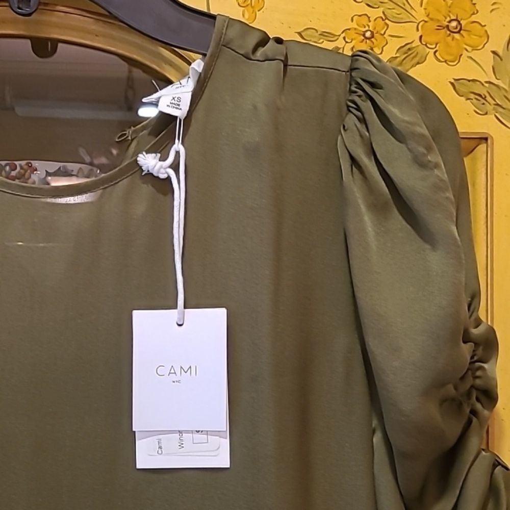 $378 CAMI NYC Winona 100% Silk Dress in Moss XS - Picture 3 of 11